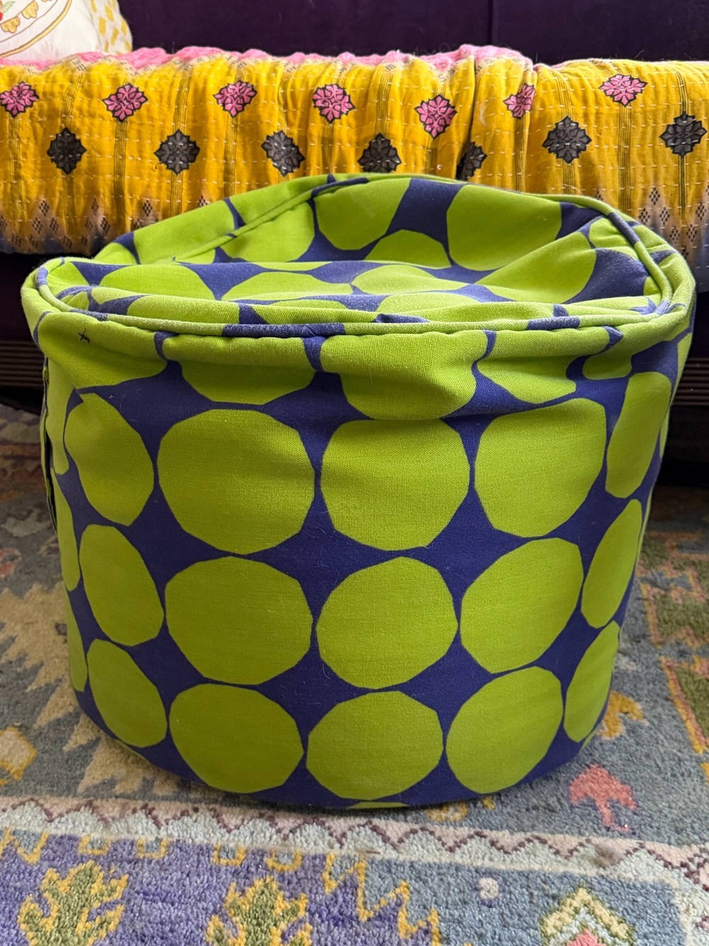 Crate & Barrel Marimekko Pienet Kivet Bean Bag Pouf Ottoman Green Blue 2011